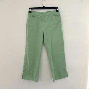 Eileen Fisher Green Cropped Wide Leg Pants Womens Size XS Lightweight Mid Rise